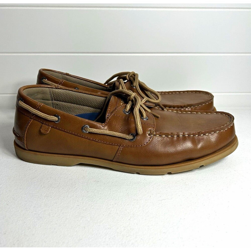 Sperry Men’s Boat Shoes Size 11 Brown Leather Lace Up Rubber Sole